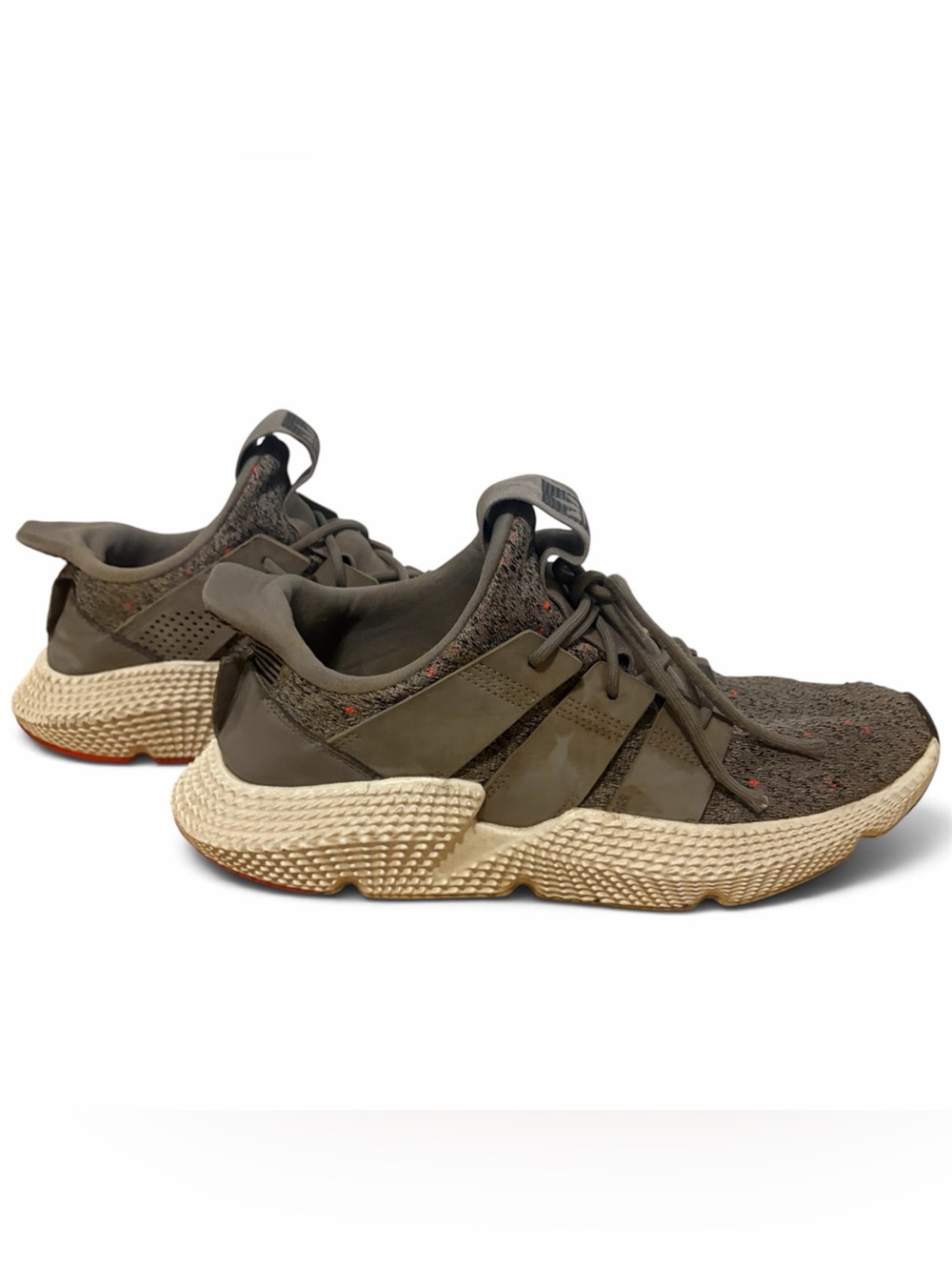 Adidas Prophere Grey Solar Red Knit Sneakers CQ3023 Mens 11 Low Top Shoes